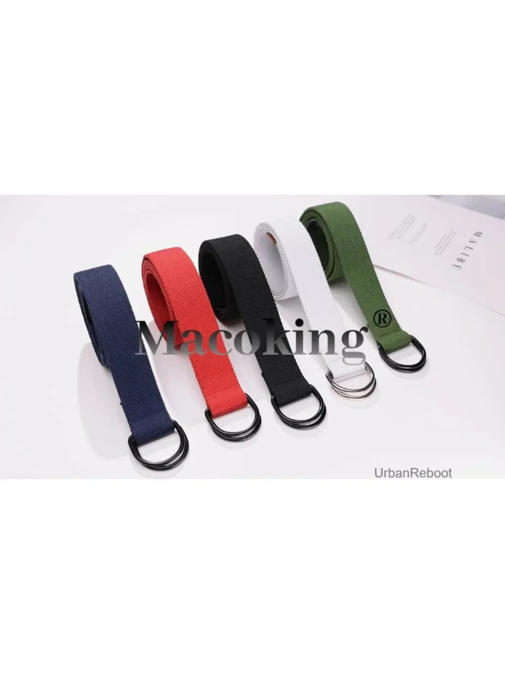Canvas Fabric Double D Ring Belt for Men Women Adjustable No Holes